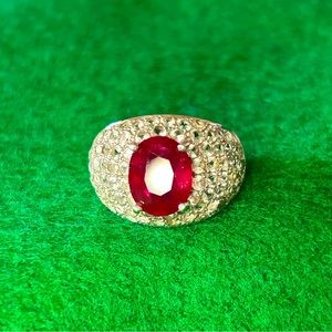Garnet silver ring